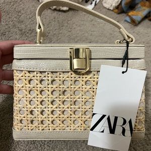 Zara woven rattan box bag